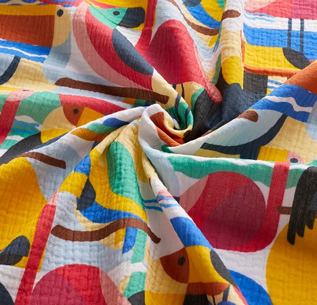 Organic Blossom Muslin Gauze - Fabric | Cotton | swaddle | Kidswear | Sustainable On-demand Custom Printed Fabric UK - maake