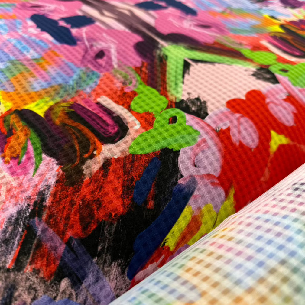 Seersucker printed fabric